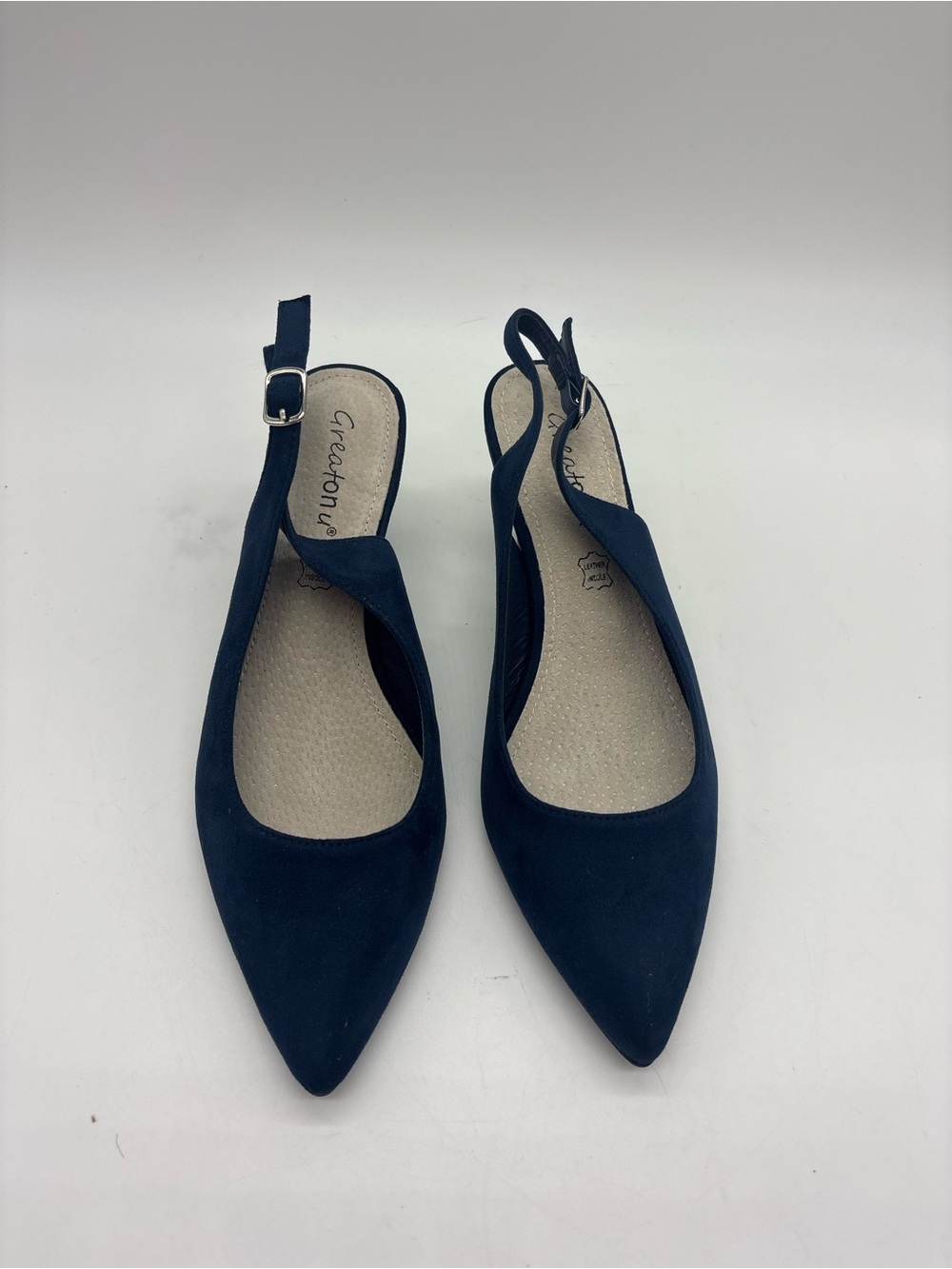 Greatonu Blue Pointed Toe Slingback Pumps Buckle Solid Women’s US 6.5 EU 37